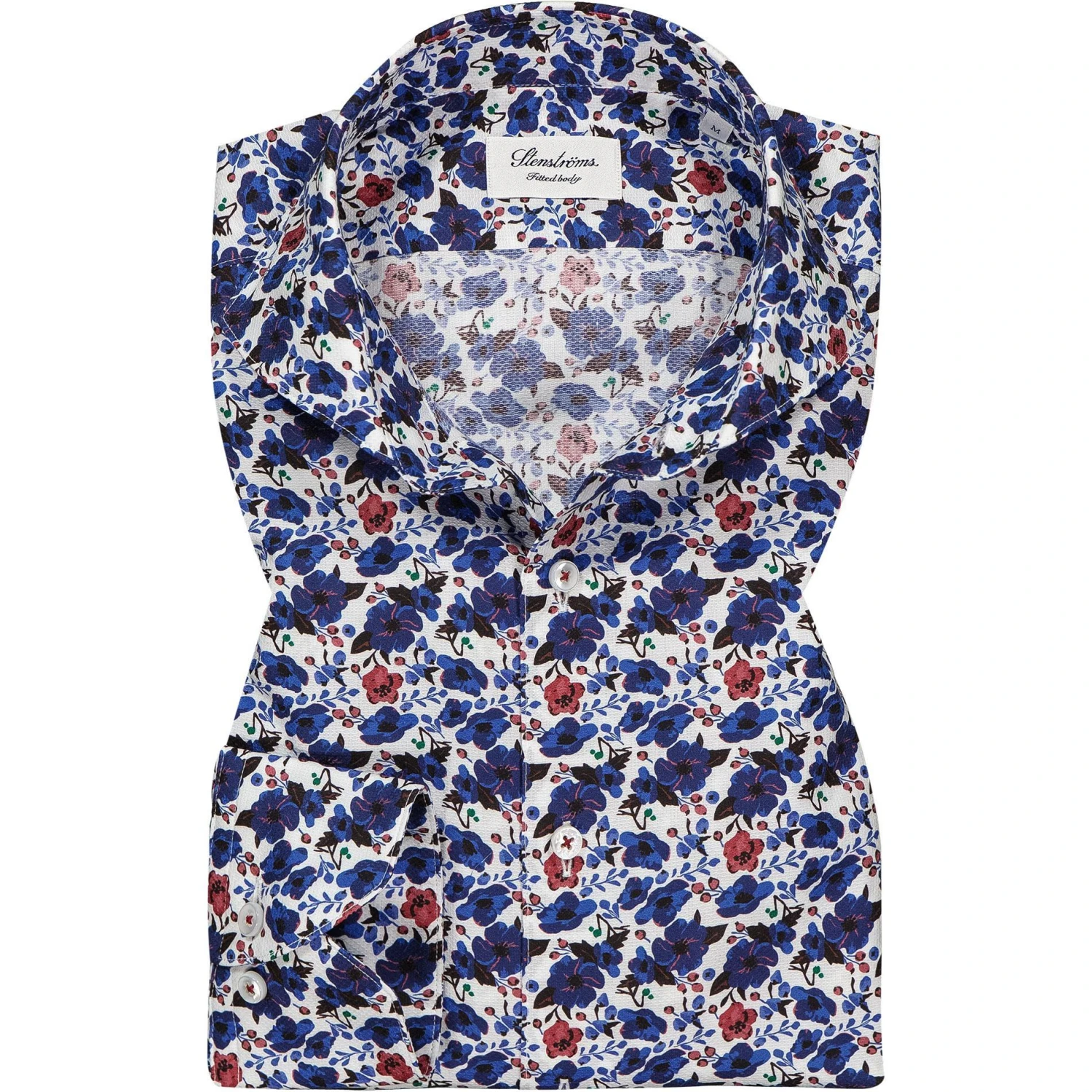 Stenströms Hemd 612361/8144/161 Fitted Body, Baumwolle, Weiß-blau gemustert, Weiß-blau 1 Stenströms Hemd 612361/8144/161 Fitted Body, Baumwolle, Weiß-blau gemustert, Weiß-blau