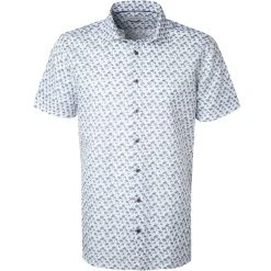 bugatti Hemd 9250/78541/370 Kurzarmhemd, Modern Fit, Leinen, Blau-weiß, Weiß-blau