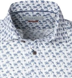 bugatti Hemd 9250/78541/370 Kurzarmhemd, Modern Fit, Leinen, Blau-weiß, Weiß-blau -hemdenverkauf 367470 norm2