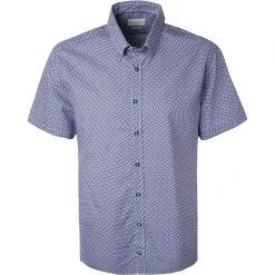 bugatti Hemd 9450/78814/390 Kurzarmhemd, Modern Fit, Baumwolle, Blau-rot gemustert, Blau-weiß