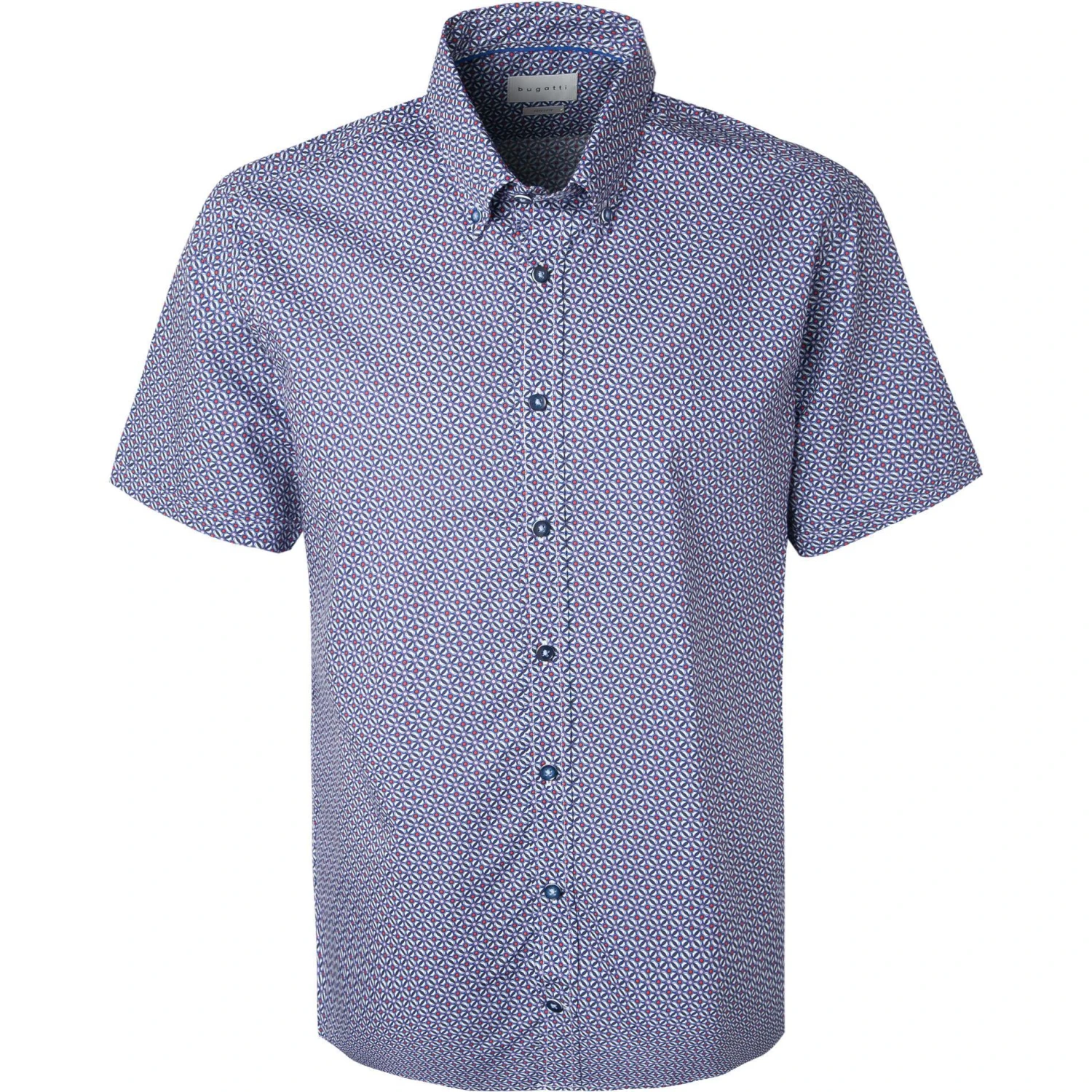 bugatti Hemd 9450/78814/390 Kurzarmhemd, Modern Fit, Baumwolle, Blau-rot gemustert, Blau-weiß 1 bugatti Hemd 9450/78814/390 Kurzarmhemd, Modern Fit, Baumwolle, Blau-rot gemustert, Blau-weiß