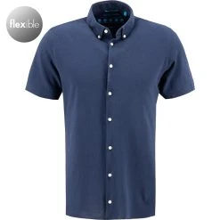 Pierre Cardin Hemd 03621/000/27460/9081 Kurzarmhemd, Slim Fit, Baumwoll-Piqué, Navy