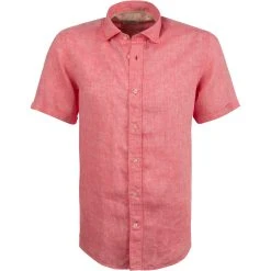 FIL NOIR Hemd Roma 51490/45 Kurzarmhemd, Shaped Fit, Reines Leinen, Pink meliert, Pink