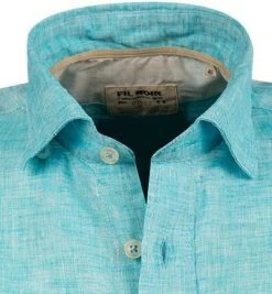 FIL NOIR Hemd Roma 51490/81 Kurzarmhemd, Shaped Fit, Reines Leinen, Mintblau meliert, Mintgrün -hemdenverkauf 367631 norm2