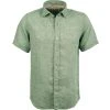 FIL NOIR Hemd Roma 51490/83 Kurzarmhemd, Shaped Fit, Reines Leinen, Grasgrün meliert, Grasgrün