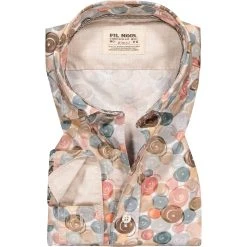 FIL NOIR Hemd Treviso 51471/26 Shaped Fit, Baumwolle CO2-Neutral, Taupe gemustert, Taupe