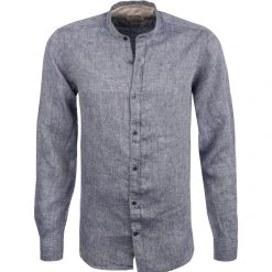 FIL NOIR Hemd Ancona 51491/68 Shaped Fit, Reines Leinen, Indigo