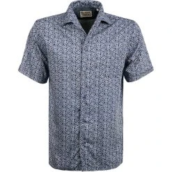 FIL NOIR Hemd Paulo 51458/67 Kurzarmhemd, Shaped Fit, Mikrofaser, Blau gemustert, Blau