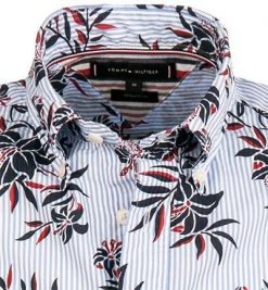 Tommy Hilfiger Hemd MW0MW17597/0GZ Kurzarmhemd, Regular Fit, Baumwolle, Blau-weiß gestreift, Weiß-blau-navy -hemdenverkauf 367742 norm2
