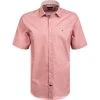 Tommy Hilfiger Hemd MW0MW20255/0KP Kurzarmhemd, Regular Fit, Baumwolle, Pastellrot meliert , Rot-weiß