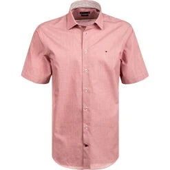 Tommy Hilfiger Hemd MW0MW20255/0KP Kurzarmhemd, Regular Fit, Baumwolle, Pastellrot meliert , Rot-weiß