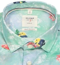OLYMP Level Five Body Fit Smartbusiness 3503/74/45 Hemd, Baumwolle, Grün gemustert, Grün -hemdenverkauf 367821 norm2