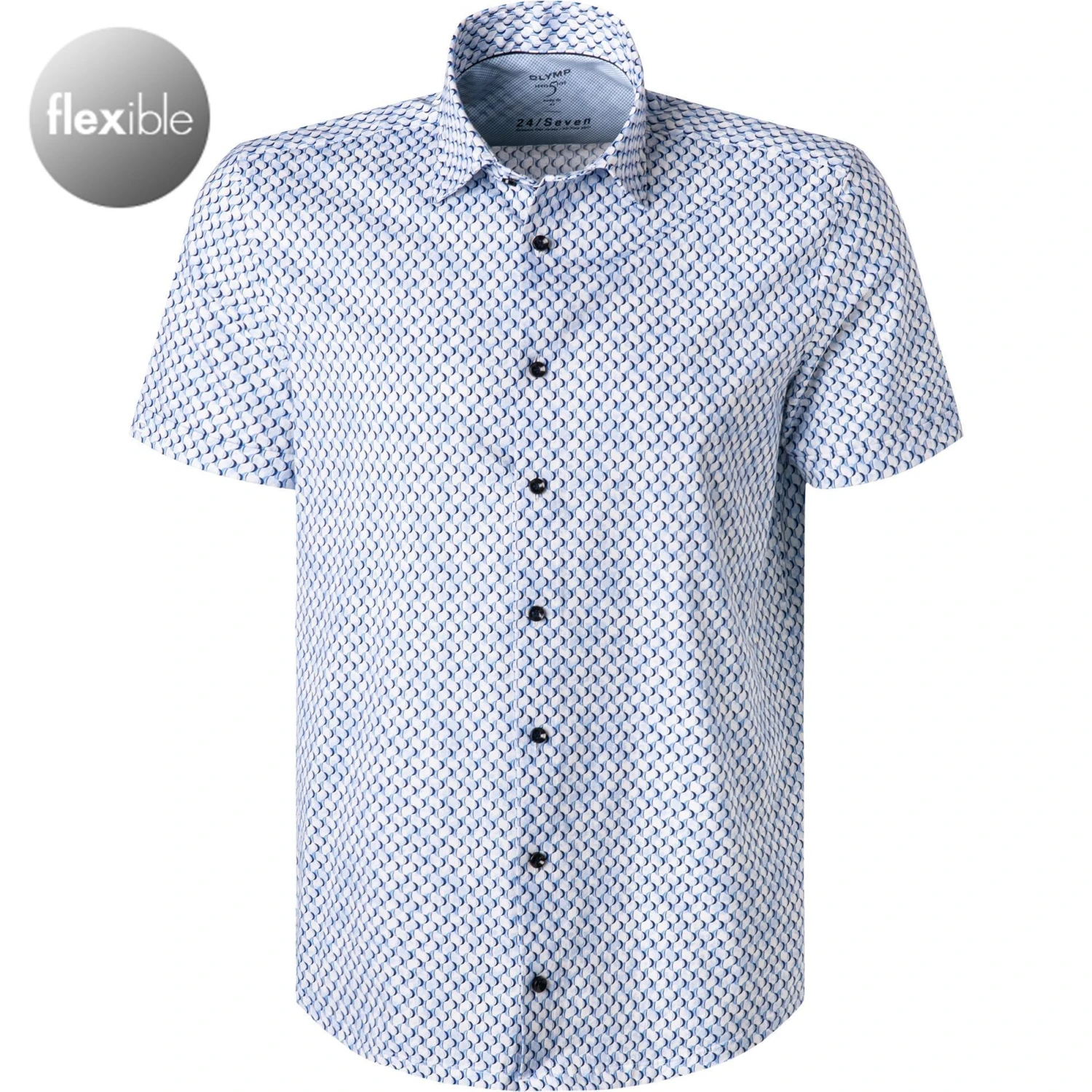 OLYMP Level Five Body Fit 2011/72/11 Kurzarmhemd, Jersey geruchshemmend, Bleu gemustert, Bleu 1 OLYMP Level Five Body Fit 2011/72/11 Kurzarmhemd, Jersey geruchshemmend, Bleu gemustert, Bleu