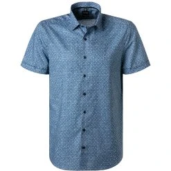 OLYMP Level Five Body Fit 2023/72/13 Kurzarmhemd, Baumwolle, Rauchblau gemustert, Rauchblau