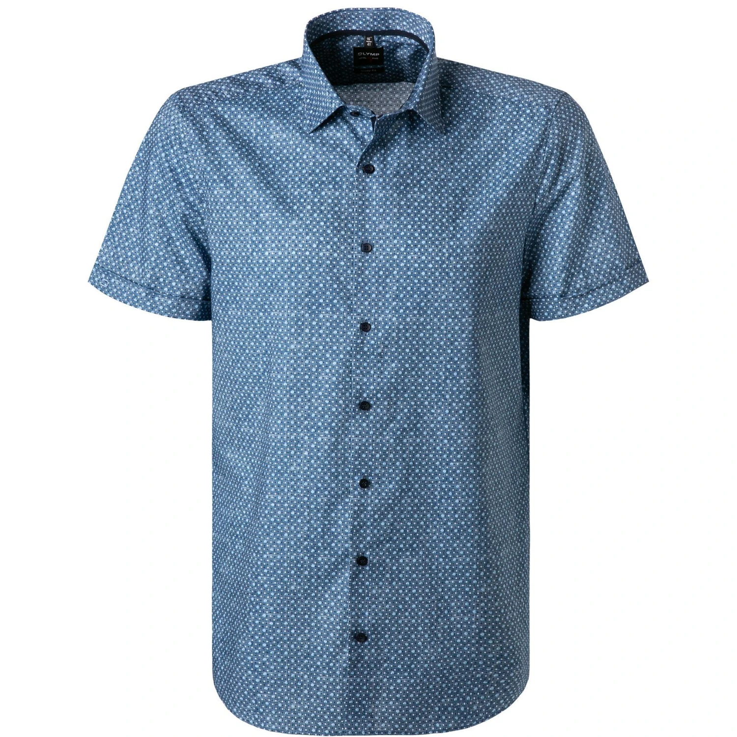 OLYMP Level Five Body Fit 2023/72/13 Kurzarmhemd, Baumwolle, Rauchblau gemustert, Rauchblau 1 OLYMP Level Five Body Fit 2023/72/13 Kurzarmhemd, Baumwolle, Rauchblau gemustert, Rauchblau
