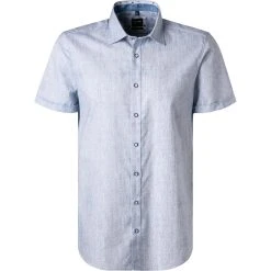 OLYMP Level Five Body Fit 2017/72/13 Kurzarmhemd, Baumwolle, Rauchblau meliert, Rauchblau