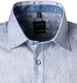 OLYMP Level Five Body Fit 2017/72/13 Kurzarmhemd, Baumwolle, Rauchblau meliert, Rauchblau -hemdenverkauf 367845 norm2