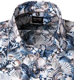 OLYMP Level Five Body Fit 2029/72/28 Kurzarmhemd, Baumwolle, Braun-blau gemustert, Braun -hemdenverkauf 367848 norm2