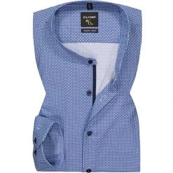 OLYMP No. Six Super Slim 2557/74/11 Hemd, Super Slim Fit, Baumwolle, Bleu gemustert, Bleu