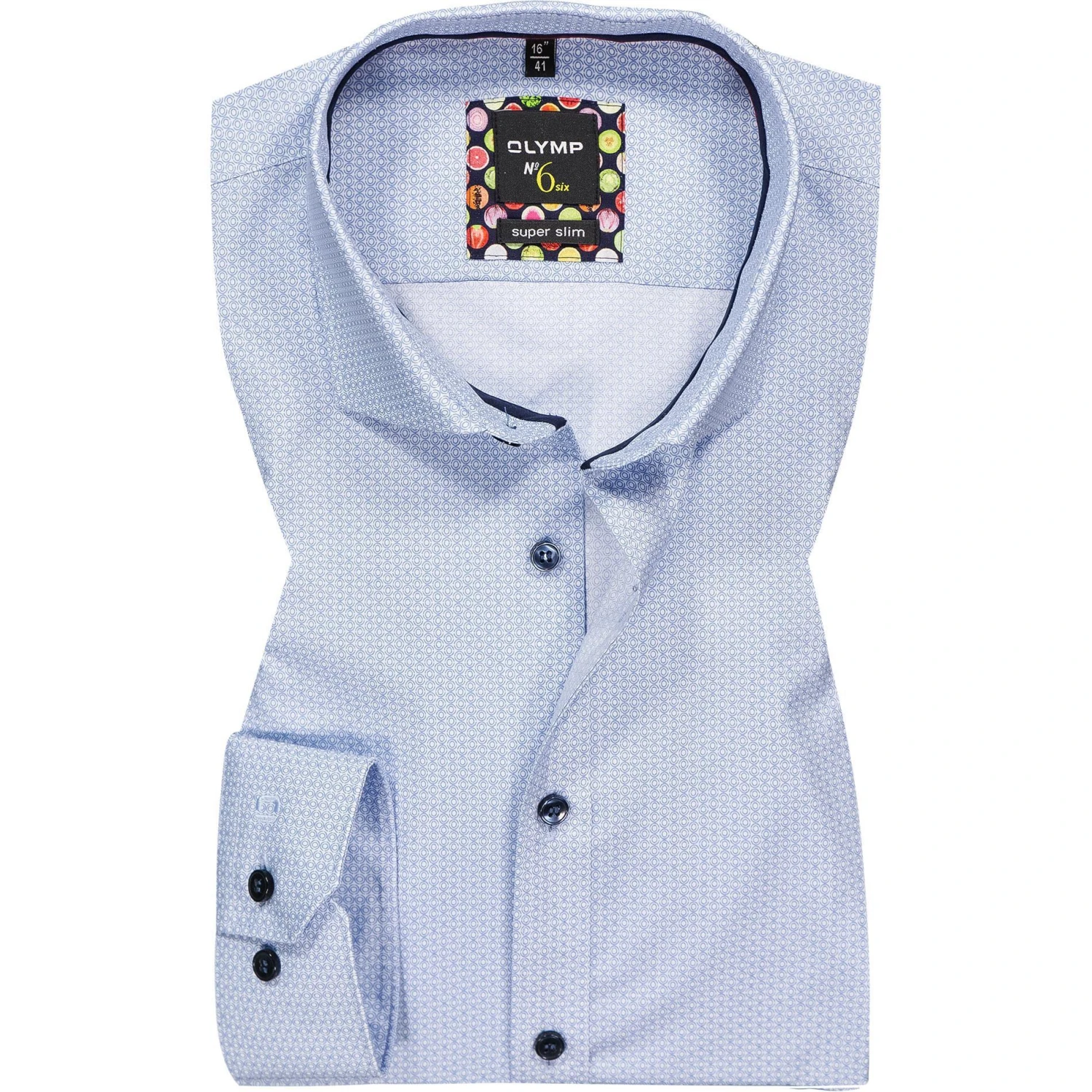 OLYMP No. Six Super Slim 2549/74/11 Hemd, Super Slim Fit, Baumwolle, Bleu gemustert, Bleu 1 OLYMP No. Six Super Slim 2549/74/11 Hemd, Super Slim Fit, Baumwolle, Bleu gemustert, Bleu