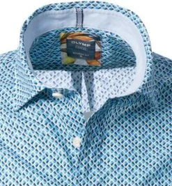 OLYMP Casual Modern Fit 4009/72/45 Kurzarmhemd, Baumwolle, Blau-grün gemustert, Grün -hemdenverkauf 367868 norm2