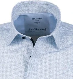 OLYMP Luxor Modern Fit 1244/72/11 Kurzarmhemd, Jersey geruchshemmend, Hellblau-weiß gemustert, Bleu -hemdenverkauf 367884 norm2