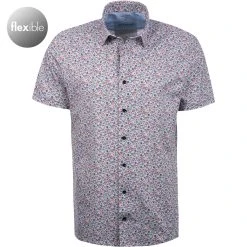 OLYMP Luxor Modern Fit 1201/72/35 Kurzarmhemd, Jersey atmungsaktiv, Multicolor, Rot