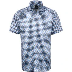 OLYMP Luxor Modern Fit 1219/72/11 Kurzarmhemd, Baumwolle, Blau-gelbgold, Bleu