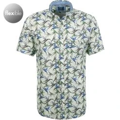 OLYMP Casual Modern Fit 4142/72/40 Kurzarmhemd, Baumwolle, Hellgrün-blau, Hellgrün