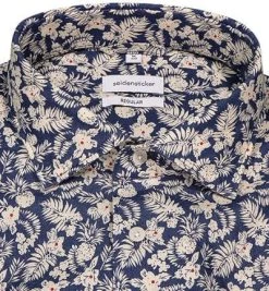 Seidensticker Hemd 1986/22 Regular Fit, Baumwolle-Leinen, Dunkelblau-beige gemustert, Dunkelblau-kitt -hemdenverkauf 367935 norm2