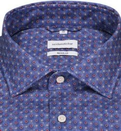 Seidensticker Hemd 198660/17 Regular Fit, Baumwolle-Leinen, Blau gemustert, Blau -hemdenverkauf 367941 norm2