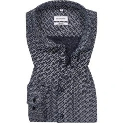 Seidensticker Hemd 198370/19 Regular Fit, Reines Leinen, Blau gemustert, Blau