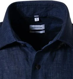 Seidensticker Hemd 198361/19 Kurzarmhemd, Regular Fit, Reines Leinen, Dunkelblau -hemdenverkauf 367946 norm2