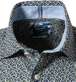 OLYMP Casual Modern Fit 4017/72/51 Kurzarmhemd, Baumwolle, Gelb-blau gemustert, Gelb -hemdenverkauf 367962 norm2