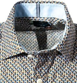 OLYMP Casual Modern Fit 4009/72/91 Kurzarmhemd, Baumwolle, Orange-braun gemustert, Orange -hemdenverkauf 367963 norm2