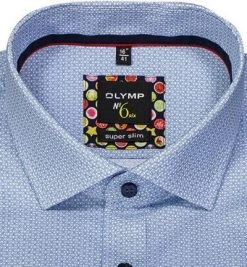 OLYMP No. Six Super Slim 69EL 2549/79/11 Hemd, Super Slim Fit, Baumwoll-Stretch, Hellblau-weiß gemustert, Bleu -hemdenverkauf 368002 norm2