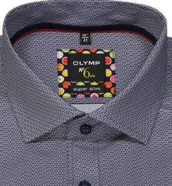 OLYMP No. Six Super Slim 69EL 2549/79/18 Hemd, Super Slim Fit, Baumwoll-Stretch, Marine-weiß gemustert, Marine -hemdenverkauf 368003 norm2