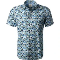 OLYMP Casual Level Five Body Fit 3013/72/00 Kurzarmhemd, Baumwolle, Blau-grün, Weiß