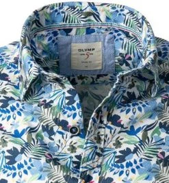 OLYMP Casual Level Five Body Fit 3013/72/00 Kurzarmhemd, Baumwolle, Blau-grün, Weiß -hemdenverkauf 368011 norm2