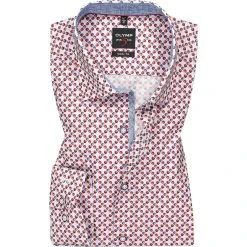 OLYMP Level Five Body Fit 2033/74/35 Hemd, Baumwolle, Rot-blau gemustert, Rot