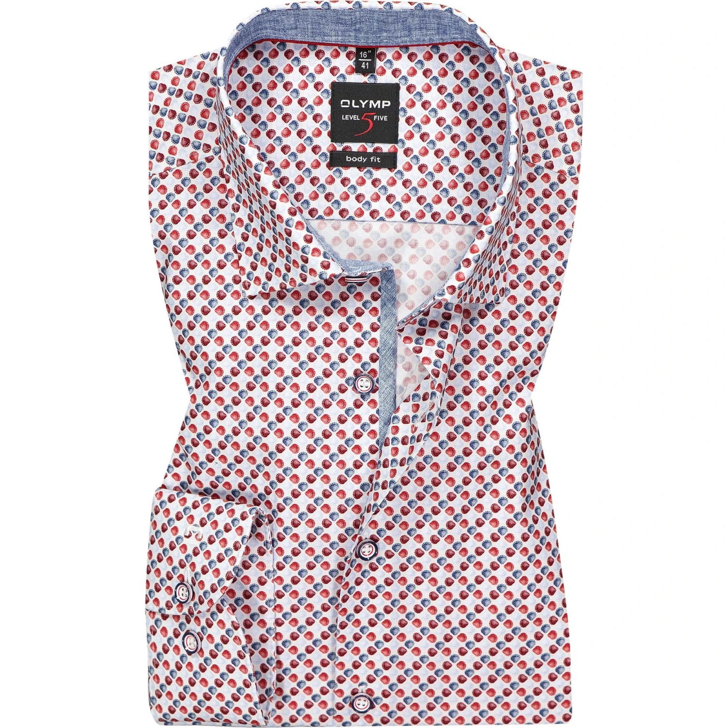 OLYMP Level Five Body Fit 2033/74/35 Hemd, Baumwolle, Rot-blau gemustert, Rot 1 OLYMP Level Five Body Fit 2033/74/35 Hemd, Baumwolle, Rot-blau gemustert, Rot