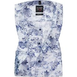 OLYMP Level Five Body Fit 2181/74/11 Hemd, Baumwolle, Bleu gemustert, Bleu