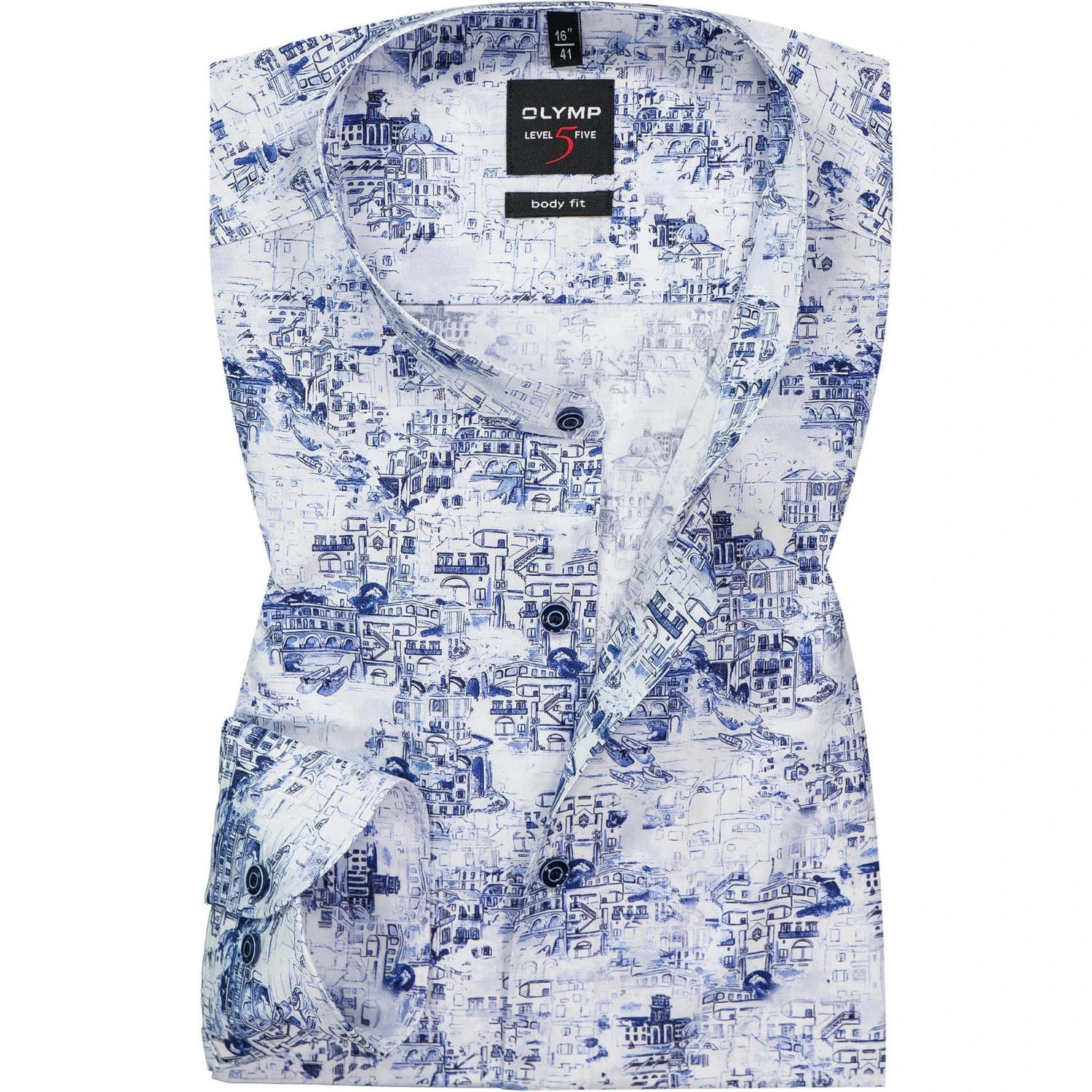 OLYMP Level Five Body Fit 2181/74/11 Hemd, Baumwolle, Bleu gemustert, Bleu 1 OLYMP Level Five Body Fit 2181/74/11 Hemd, Baumwolle, Bleu gemustert, Bleu