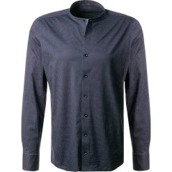 OLYMP Level Five Body Fit 2013/74/18 Hemd, Baumwoll-Stretch, Blau-weiß gepunktet, Marine