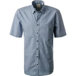 Haupt Hemd 7112828207/40704 Kurzarmhemd, Regular Fit, Baumwolle, Blau-weiß gemustert, Blau