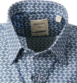 Haupt Hemd 7112828207/40704 Kurzarmhemd, Regular Fit, Baumwolle, Blau-weiß gemustert, Blau -hemdenverkauf 368038 norm2
