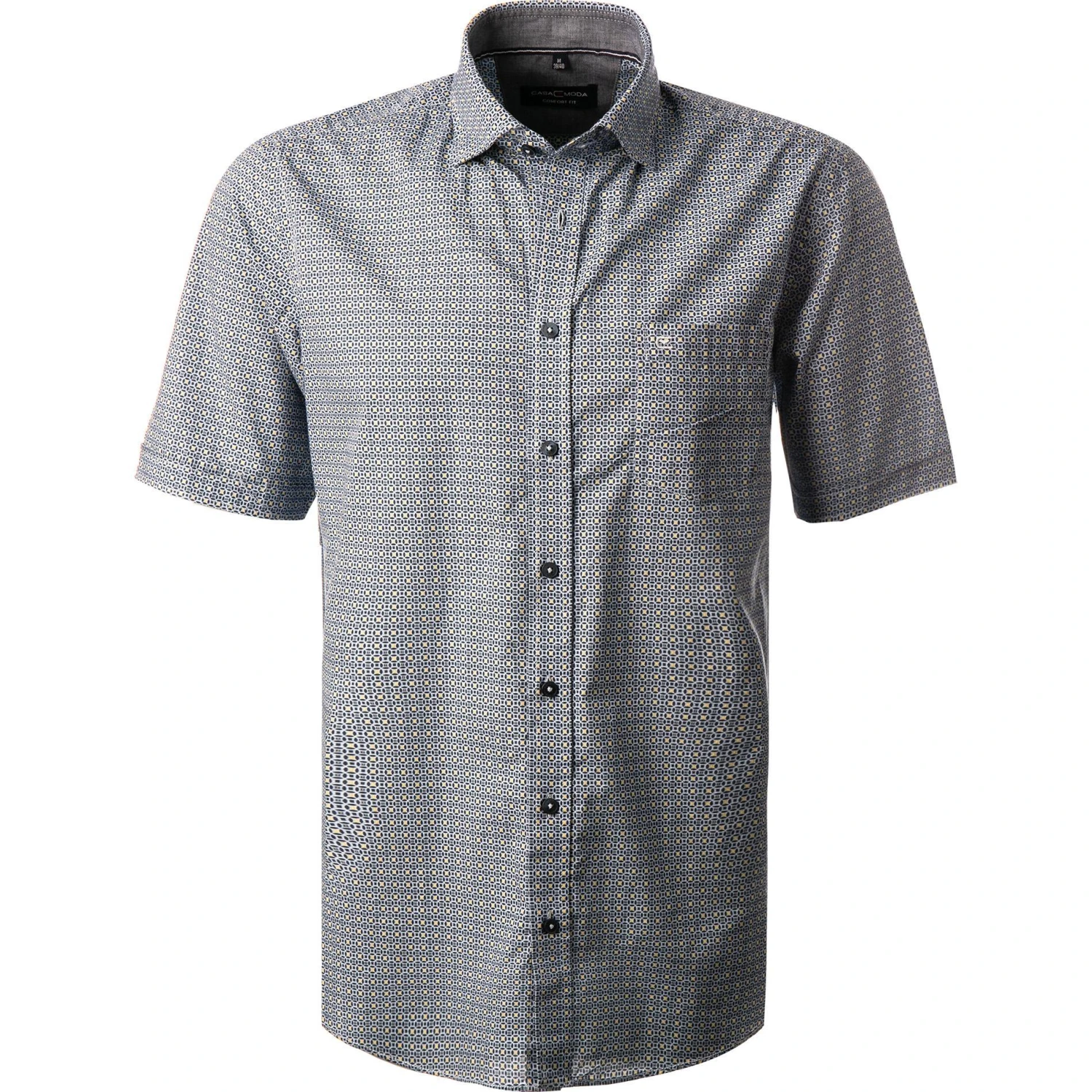 CasaModa Hemd 913653700/100 Kurzarmhemd, Comfort Fit, Baumwolle, Blau-gelb gemustert, Blau 1 CasaModa Hemd 913653700/100 Kurzarmhemd, Comfort Fit, Baumwolle, Blau-gelb gemustert, Blau