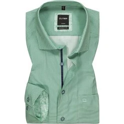 OLYMP Luxor Modern Fit 69EL 1209/79/45 Hemd, Baumwolle, Extra langer Arm, Grün gemustert, Grün