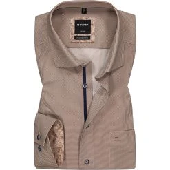 OLYMP Luxor Modern Fit 69EL 1209/79/28 Hemd, Baumwolle, Extra langer Arm, Braun gemustert, Braun