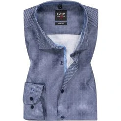 OLYMP Level Five Body Fit 69EL 2021/79/18 Hemd, Baumwolle, Extra langer Arm, Marineblau gemustert, Marine